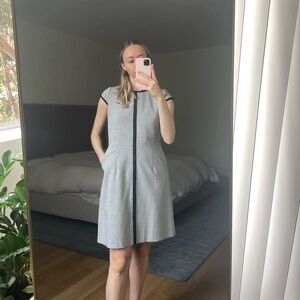 Tahari Gray Pencil Midi Dress Short Sleeve Business Casual small 6